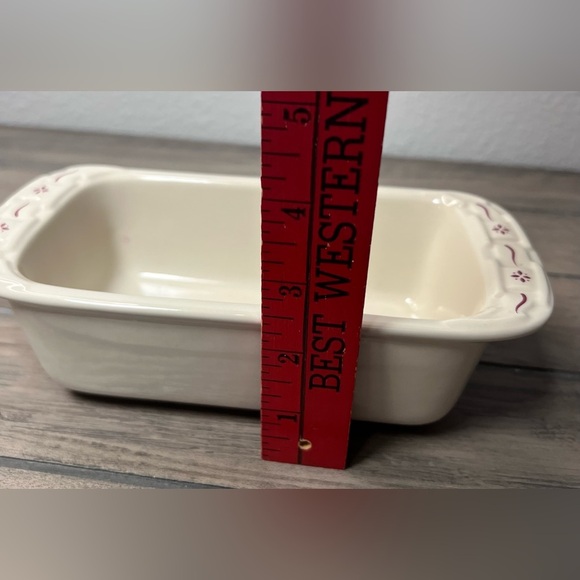 Longaberger **Vintage** Pottery Woven Tradition Ivory /Red Small Loaf Pan - Picture 7 of 7